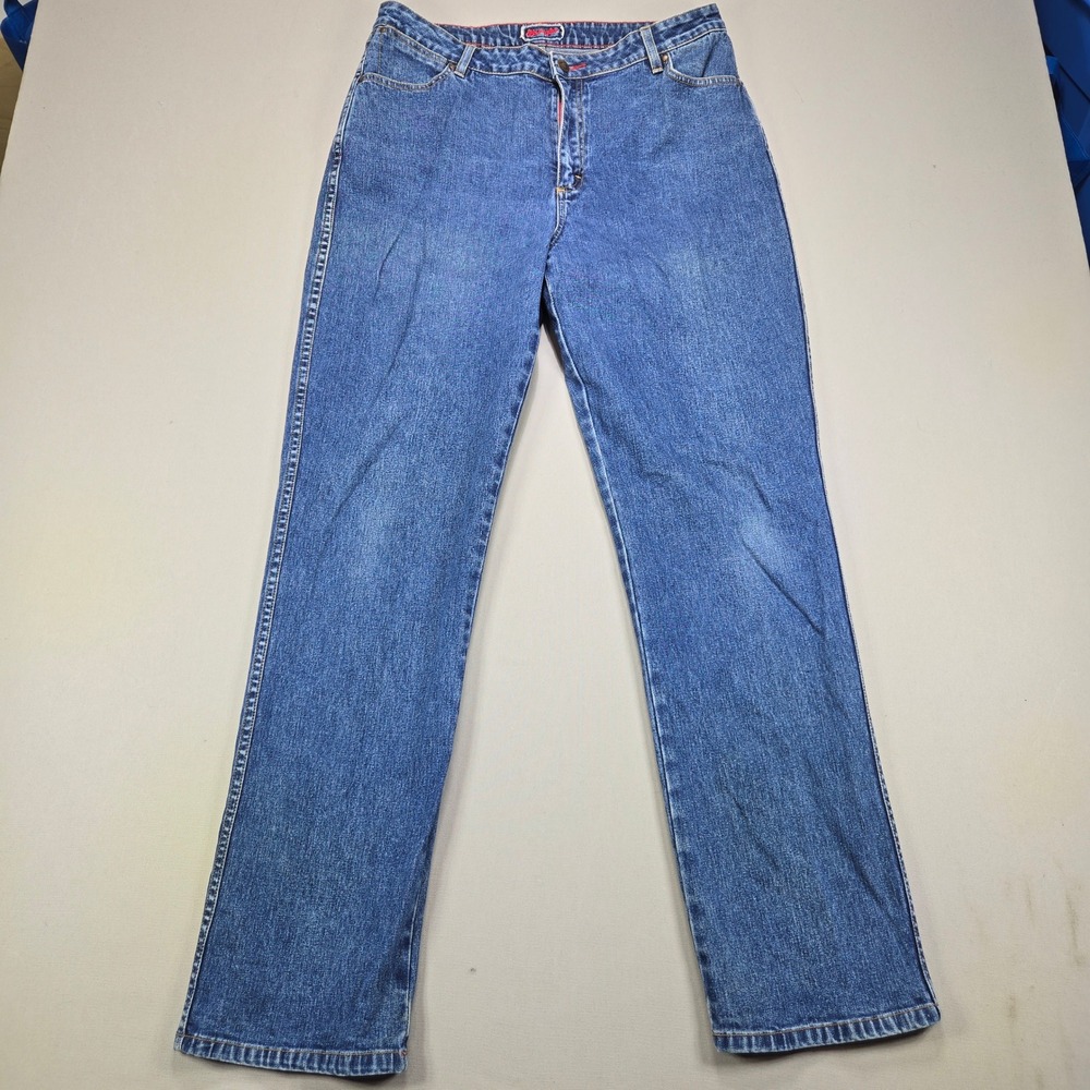 Wrangler Jeans Straight Leg Western High‎ Rise Medium Wash Blue Womens 15/16x32
